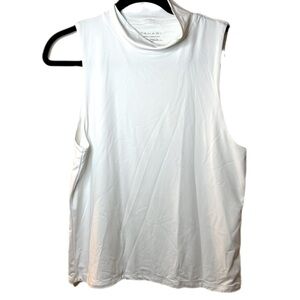 Tahari Modern Essentials white sleeveless top shirt nylon mock collar size large